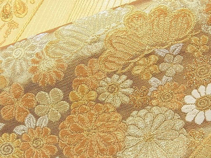 平和屋着物◎六通柄袋帯 唐織 吉祥草花文 金銀糸 逸品 BAAI9475sa