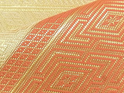 平和屋着物◎佐賀錦 全通柄袋帯 松皮菱 金糸 逸品 BAAJ0602if