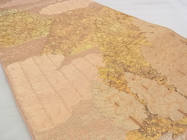 平和屋着物◎六通柄袋帯 ふくれ織 湖北晩秋図 金糸 逸品 BAAJ0612if