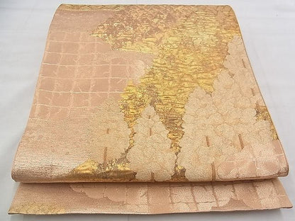 平和屋着物◎六通柄袋帯 ふくれ織 湖北晩秋図 金糸 逸品 BAAJ0612if