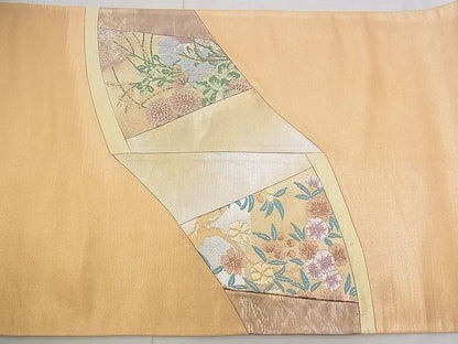 平和屋着物◎太鼓柄袋帯 唐織 切嵌 流水花籠文 金糸 逸品 BAAJ0626if