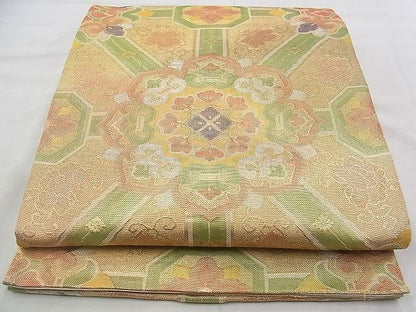 平和屋着物◎佐賀錦 六通柄袋帯 正倉院蜀江文様 金銀糸 逸品 BAAJ0642if
