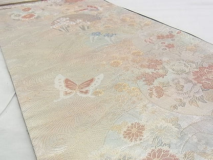 平和屋着物◎六通柄袋帯 吉祥彩華文 金銀糸 逸品 未仕立て BAAJ0648if
