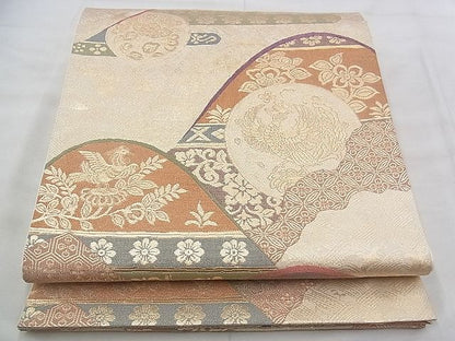 平和屋着物◎六通柄袋帯 鳳凰遠山名物裂 金糸 逸品 BAAJ0643if