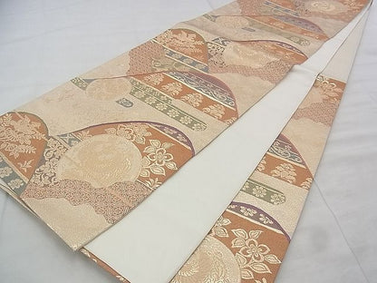 平和屋着物◎六通柄袋帯 鳳凰遠山名物裂 金糸 逸品 BAAJ0643if
