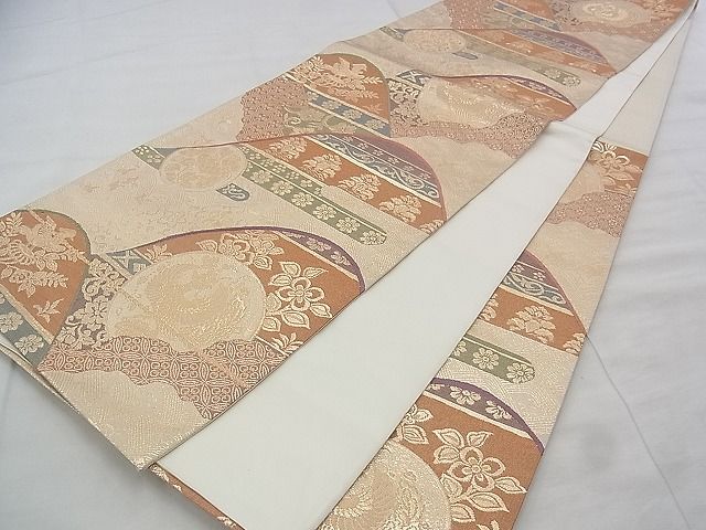 平和屋着物◎六通柄袋帯 鳳凰遠山名物裂 金糸 逸品 BAAJ0643if