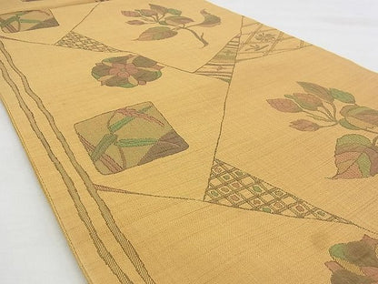 平和屋着物◎六通柄袋帯 ふくれ織 切嵌花文 逸品 BAAJ0686if