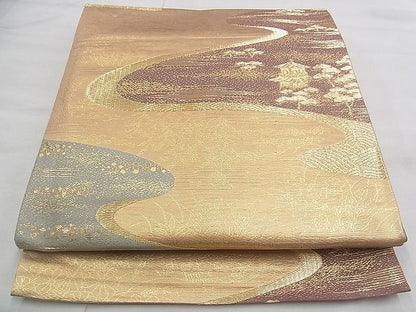 平和屋着物◎六通柄袋帯 流水風景文 金糸 逸品 BAAJ1033if