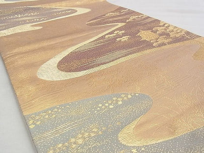 平和屋着物◎六通柄袋帯 流水風景文 金糸 逸品 BAAJ1033if