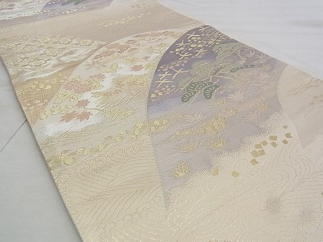 平和屋着物◎六通柄袋帯　遠山草花文　金銀糸　逸品　BAAJ1041if