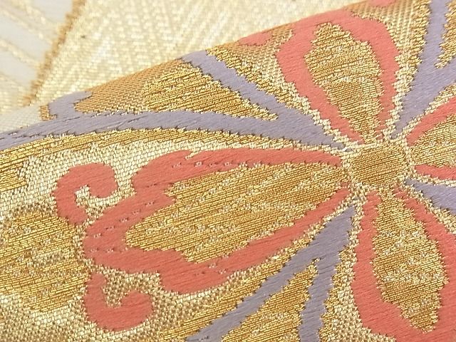 平和屋着物◎六通柄袋帯 唐織 菱天井文 金糸 逸品 BAAJ1040if