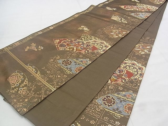 平和屋着物◎六通柄袋帯 唐織 地紙有職文 金糸 逸品 BAAJ1036if