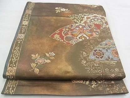 平和屋着物◎六通柄袋帯 唐織 地紙有職文 金糸 逸品 BAAJ1036if