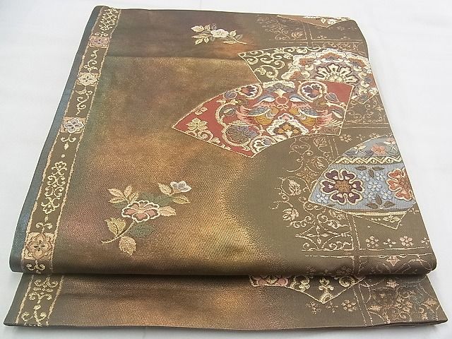 平和屋着物◎六通柄袋帯 唐織 地紙有職文 金糸 逸品 BAAJ1036if