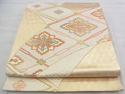 平和屋着物◎六通柄袋帯 唐織 菱天井文 金糸 逸品 BAAJ1040if