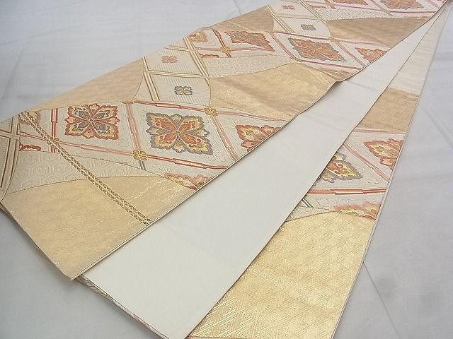 平和屋着物◎六通柄袋帯 唐織 菱天井文 金糸 逸品 BAAJ1040if