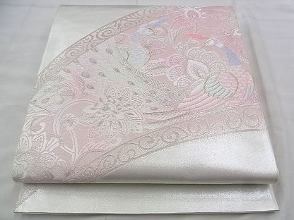 平和屋着物◎六通柄袋帯 唐織 孔雀花唐草文 金銀糸 逸品 BAAJ1062if