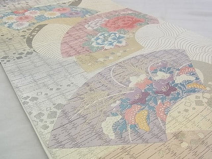 平和屋着物◎六通柄袋帯 唐織 地紙花文 金糸 逸品 BAAJ1068if