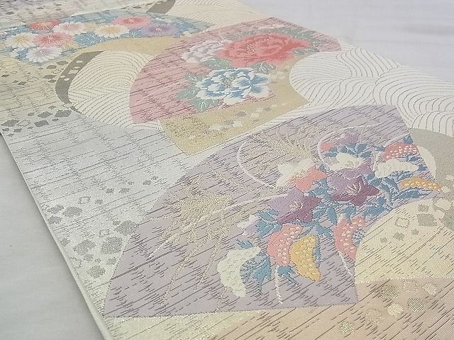 平和屋着物◎六通柄袋帯 唐織 地紙花文 金糸 逸品 BAAJ1068if