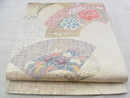 平和屋着物◎六通柄袋帯 唐織 地紙花文 金糸 逸品 BAAJ1068if