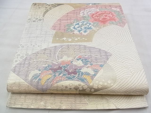 平和屋着物◎六通柄袋帯 唐織 地紙花文 金糸 逸品 BAAJ1068if