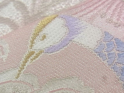 平和屋着物◎六通柄袋帯 唐織 孔雀花唐草文 金銀糸 逸品 BAAJ1062if