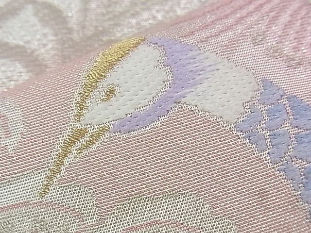 平和屋着物◎六通柄袋帯 唐織 孔雀花唐草文 金銀糸 逸品 BAAJ1062if