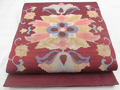 平和屋着物◎太鼓柄袋帯 すくい織 宝相華 逸品 BAAJ1064if
