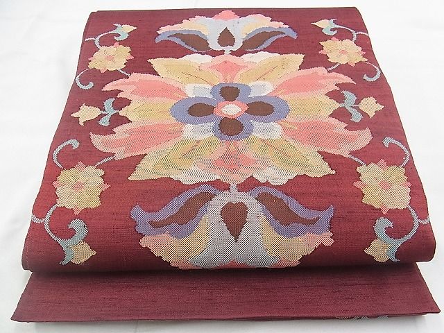 平和屋着物◎太鼓柄袋帯 すくい織 宝相華 逸品 BAAJ1064if