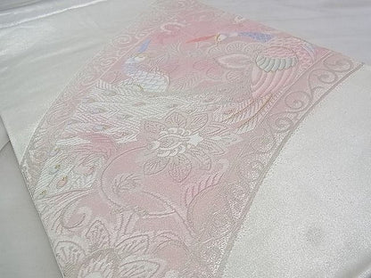 平和屋着物◎六通柄袋帯 唐織 孔雀花唐草文 金銀糸 逸品 BAAJ1062if