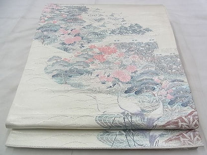 平和屋着物◎六通柄袋帯 唐織 京名所風景文 銀糸 逸品 BAAJ1076if