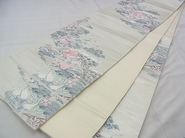 平和屋着物◎六通柄袋帯 唐織 京名所風景文 銀糸 逸品 BAAJ1076if