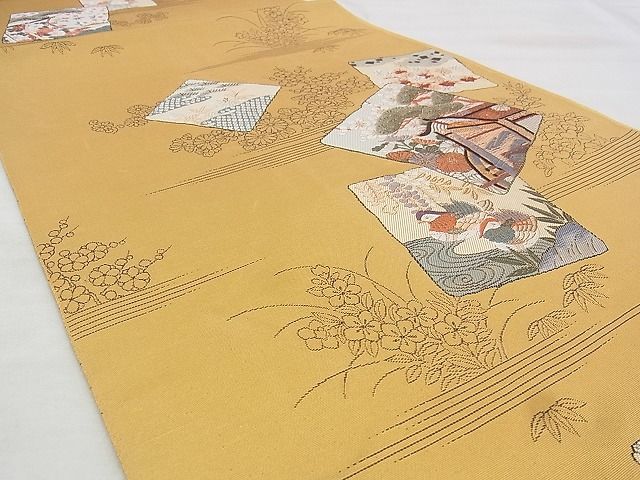 平和屋着物◎六通柄袋帯 唐織 平安色紙 古代九百錦 金糸 逸品 BAAJ1092if