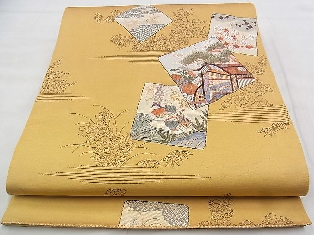 平和屋着物◎六通柄袋帯 唐織 平安色紙 古代九百錦 金糸 逸品 BAAJ1092if