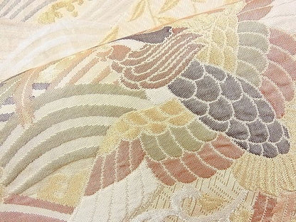 平和屋着物◎六通柄袋帯 ふくれ織り 鳳凰青海波 金糸 逸品 BAAI9936ns
