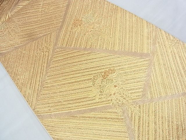 平和屋着物◎六通柄袋帯 切嵌花文 金糸 逸品 BAAI9943ns