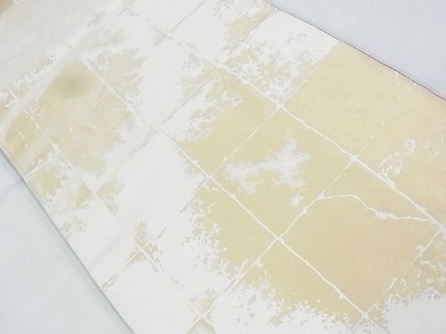 平和屋着物◎全通柄袋帯 破れ格子柄 金糸 逸品 BAAJ5181ns