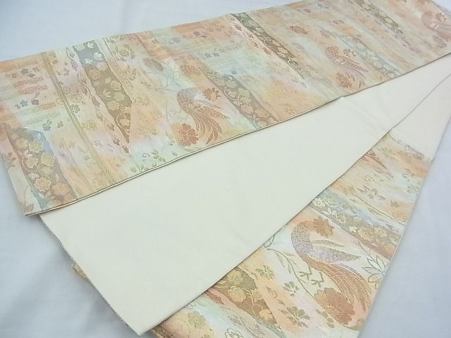 平和屋着物◎六通柄袋帯 切嵌花鳥唐草文 金糸 逸品 BAAI9951ns