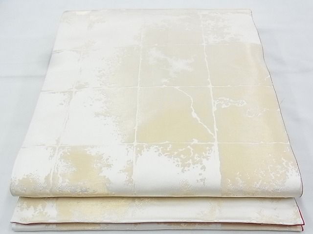 平和屋着物◎全通柄袋帯 破れ格子柄 金糸 逸品 BAAJ5181ns