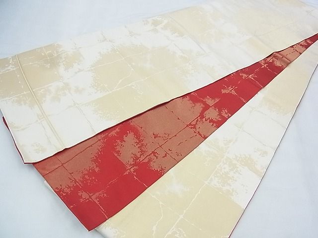 平和屋着物◎全通柄袋帯 破れ格子柄 金糸 逸品 BAAJ5181ns