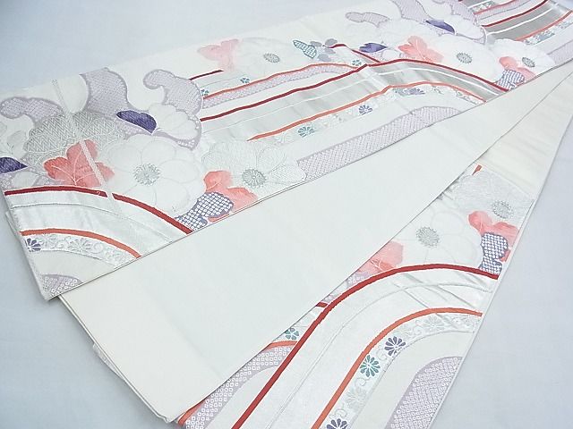 平和屋着物◎六通柄袋帯 唐織 菊水文 錦プラチナ箔 逸品 BAAJ5401ns