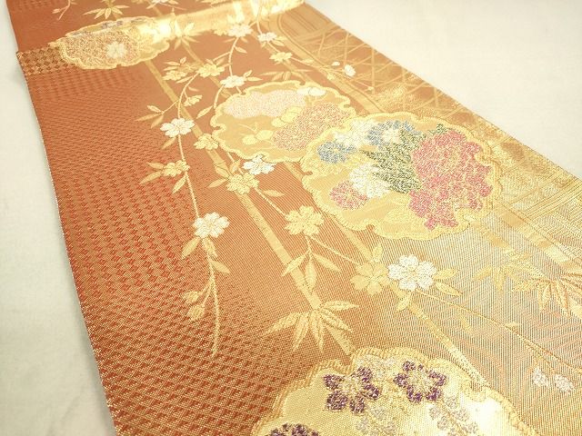 平和屋着物◎佐賀錦　六通柄袋帯　雪輪花文　金銀糸　逸品　DAAH9742tw
