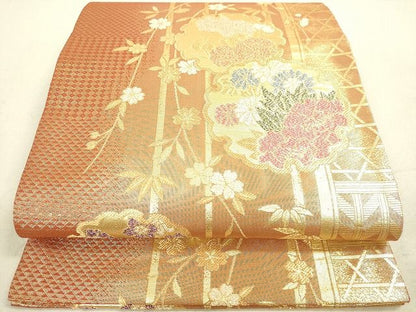 平和屋着物◎佐賀錦　六通柄袋帯　雪輪花文　金銀糸　逸品　DAAH9742tw