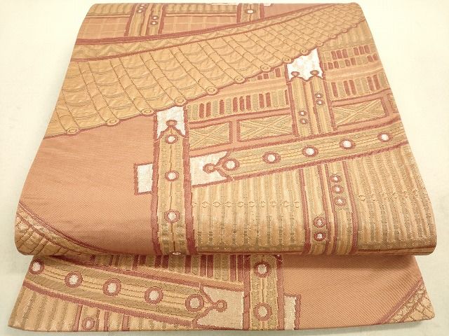 平和屋着物◎六通柄袋帯 風景文 銀糸 逸品 DAAH9747tw