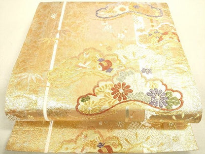 平和屋着物◎六通柄袋帯 老松花文 金銀糸 引箔 逸品 DAAH9740tw