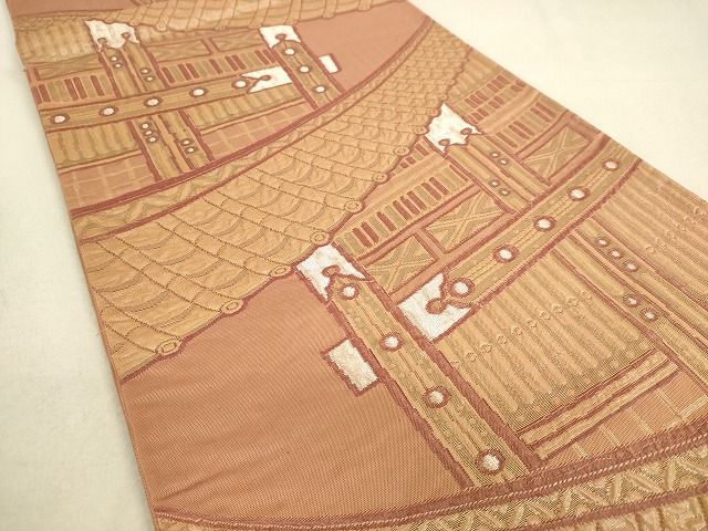 平和屋着物◎六通柄袋帯 風景文 銀糸 逸品 DAAH9747tw