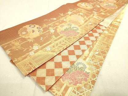 平和屋着物◎佐賀錦　六通柄袋帯　雪輪花文　金銀糸　逸品　DAAH9742tw