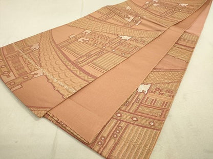 平和屋着物◎六通柄袋帯 風景文 銀糸 逸品 DAAH9747tw