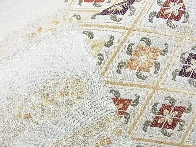 付下げ 袷 錦寿縮緬 ちりめん たちばな 刺繍 牛若丸と弁慶 平和屋着物◎六通柄袋帯 福寿錦 金糸 逸品 BAAJ5522ns