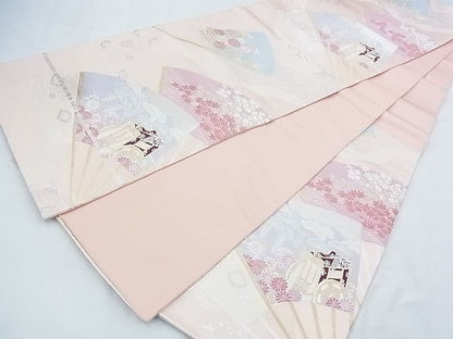 平和屋着物◎六通柄袋帯 唐織 扇面道長花文 金銀糸 逸品 BAAJ5533ns